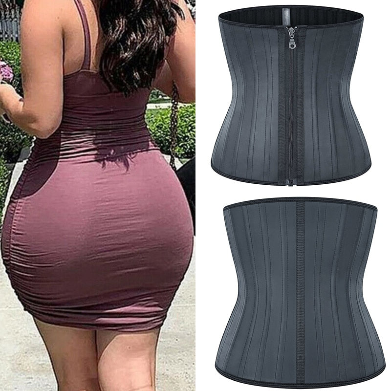 Black Nude Compression Elasticity 25 Steel Bone Latex Waist Trainer Body  Training Corsets Wholesale Workout Girdle for Women